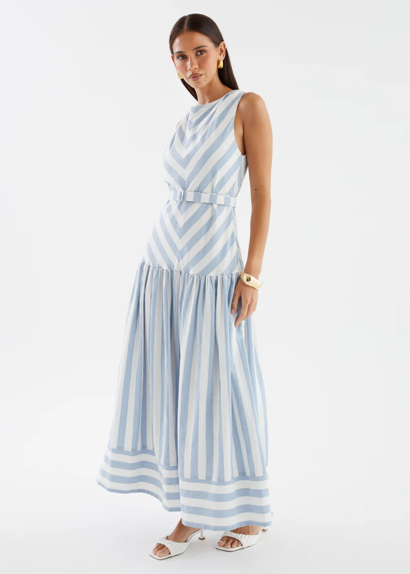 Kingston Midi Dress - Blue Stripe - Image 10