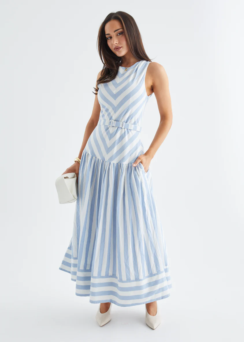 Kingston Midi Dress - Blue Stripe - Image 15