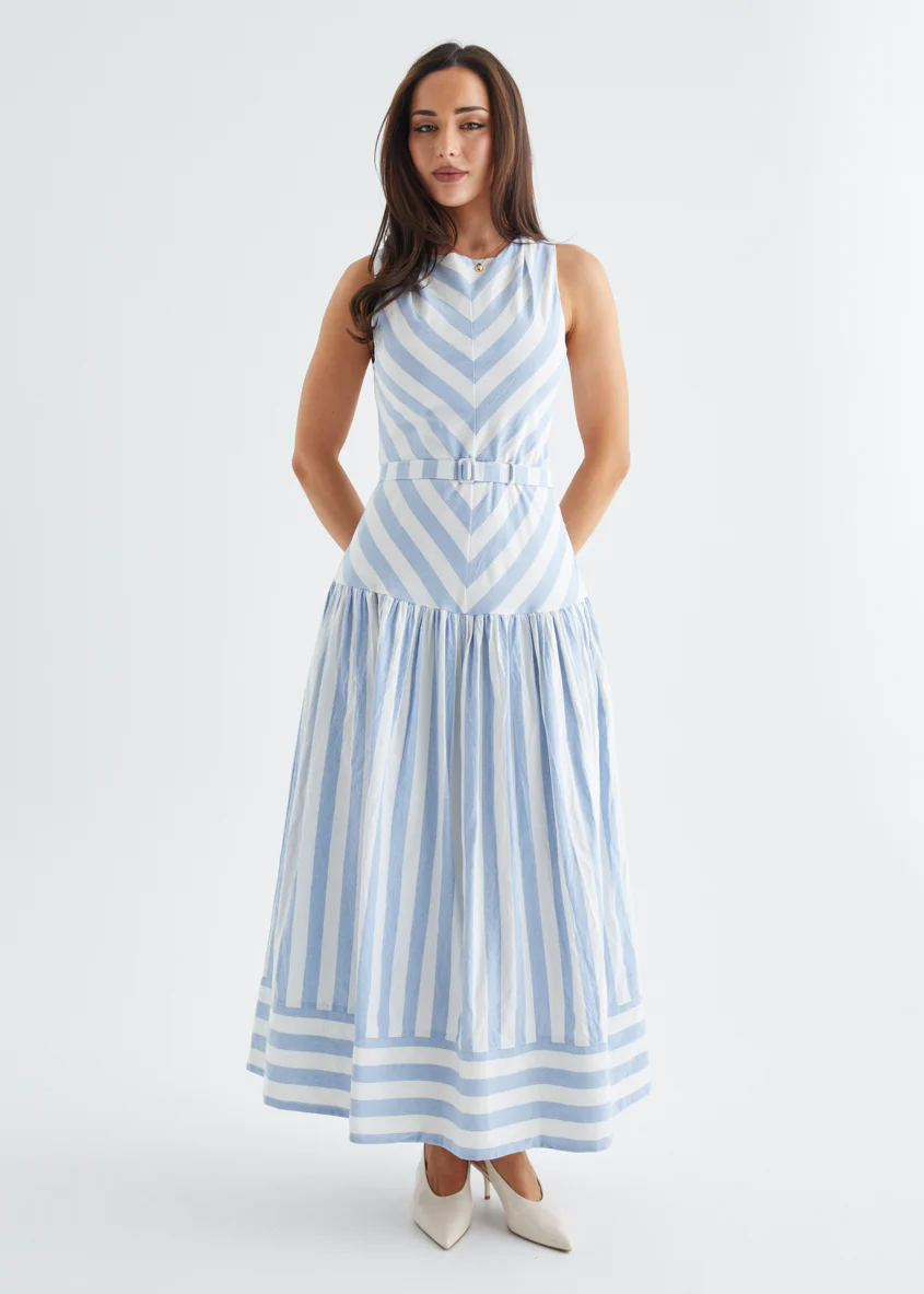 Kingston Midi Dress - Blue Stripe - Image 16