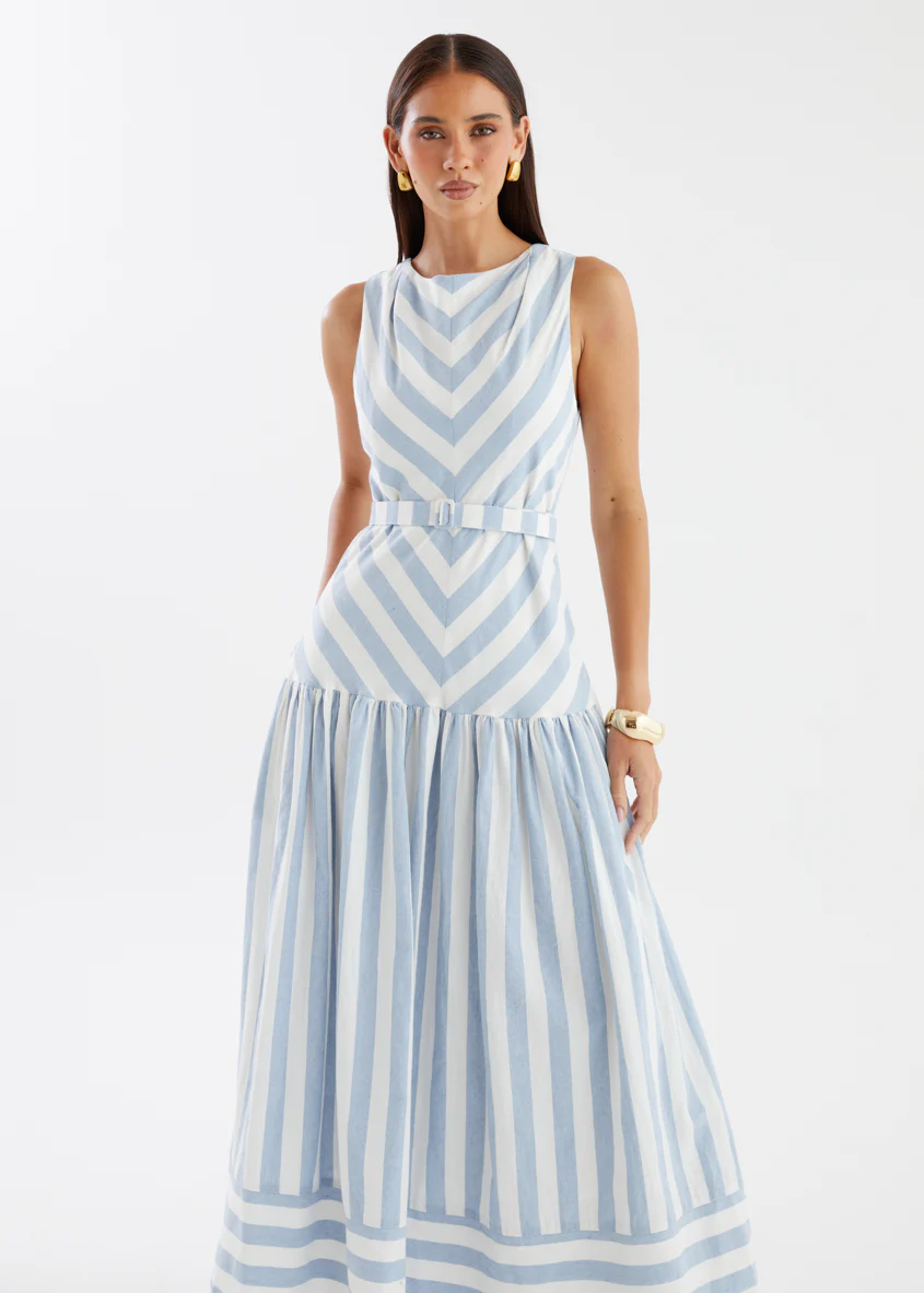 Kingston Midi Dress - Blue Stripe - Image 7
