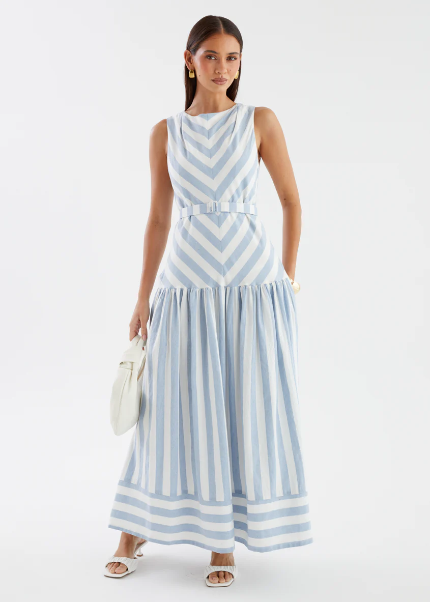 Kingston Midi Dress - Blue Stripe - Image 8