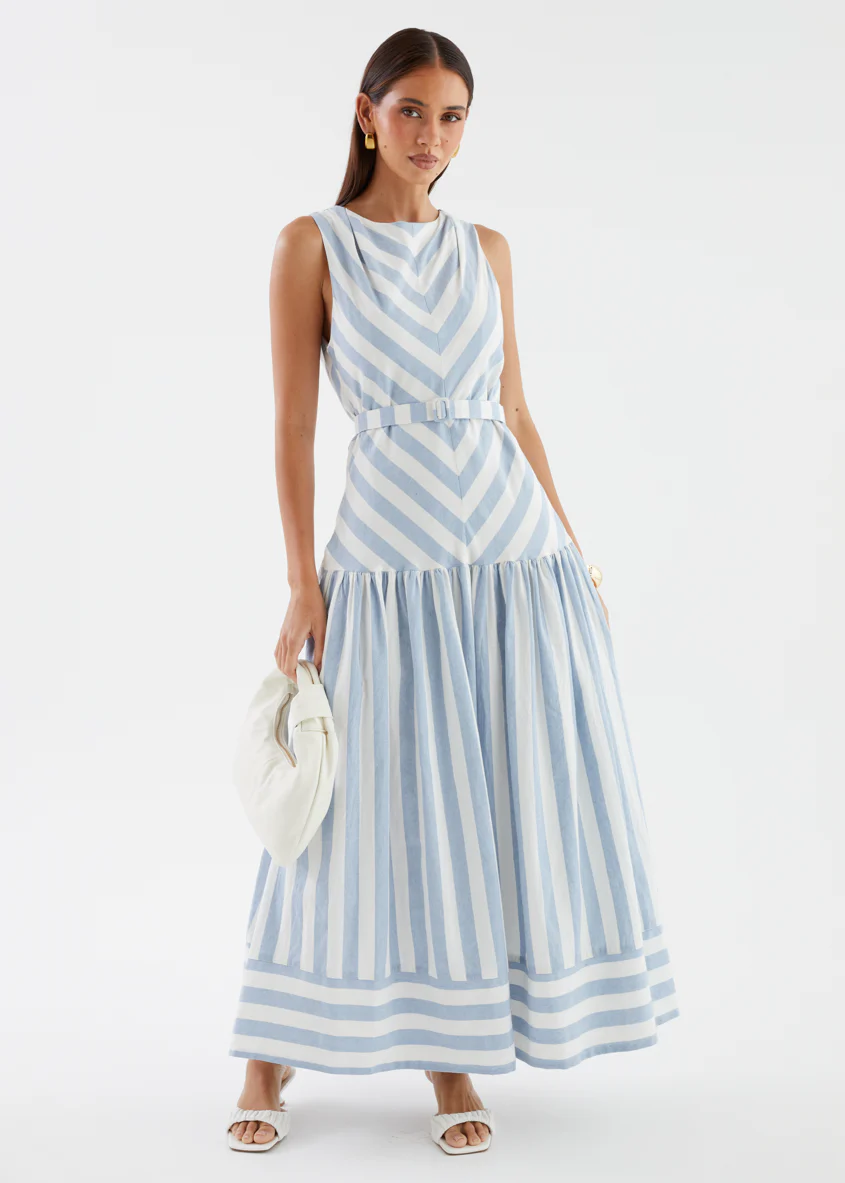Kingston Midi Dress - Blue Stripe - Image 9