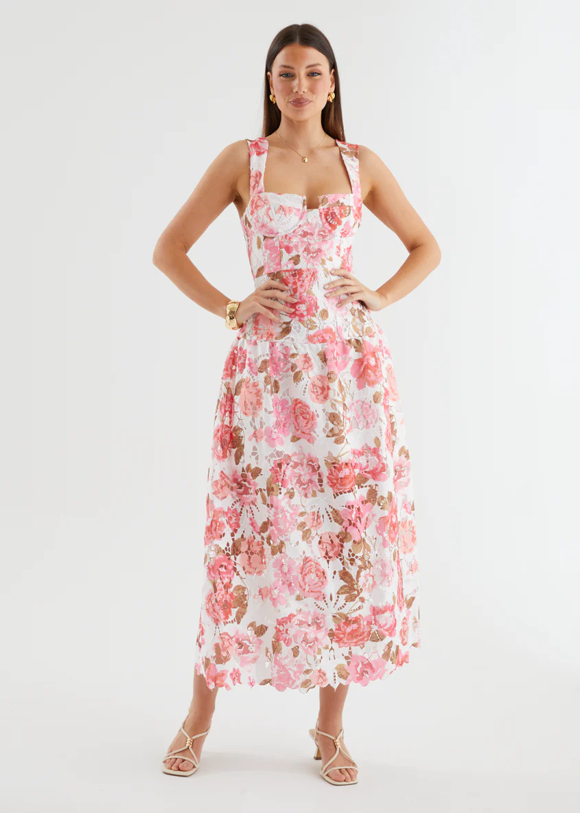 Kivari Midi Dress - Pink Flowers - Image 2