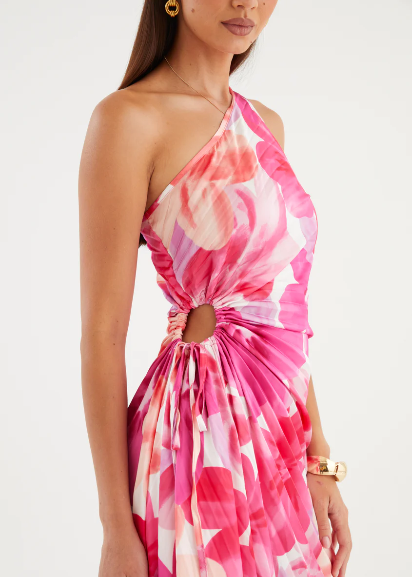 Kiyo One Shoulder Midi Dress - Pink Petal - Image 7