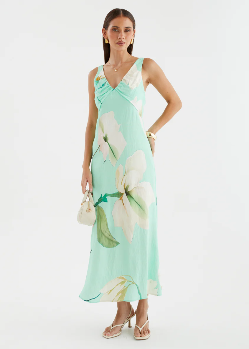 Klaudia Maxi Dress - Mint Flowers - Image 5