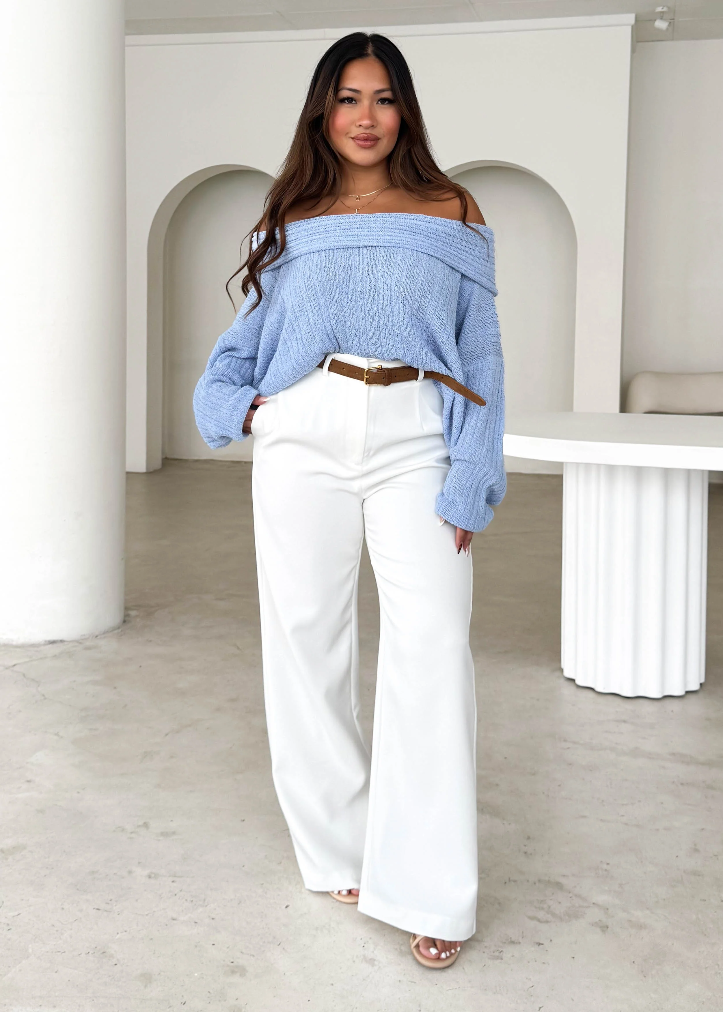 Knoxville Off Shoulder Sweater - Blue - Image 7