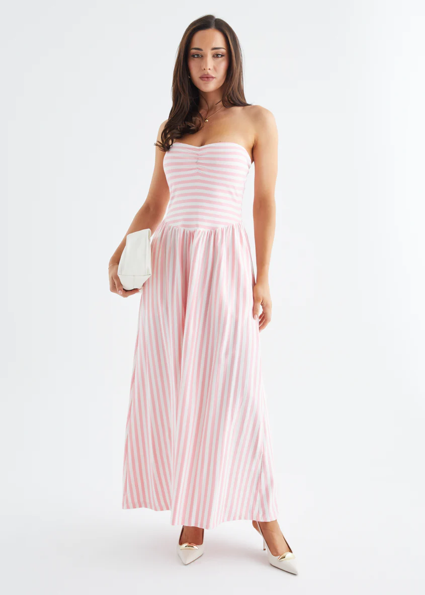 Kori Strapless Maxi Dress - Pink Stripe - Image 6