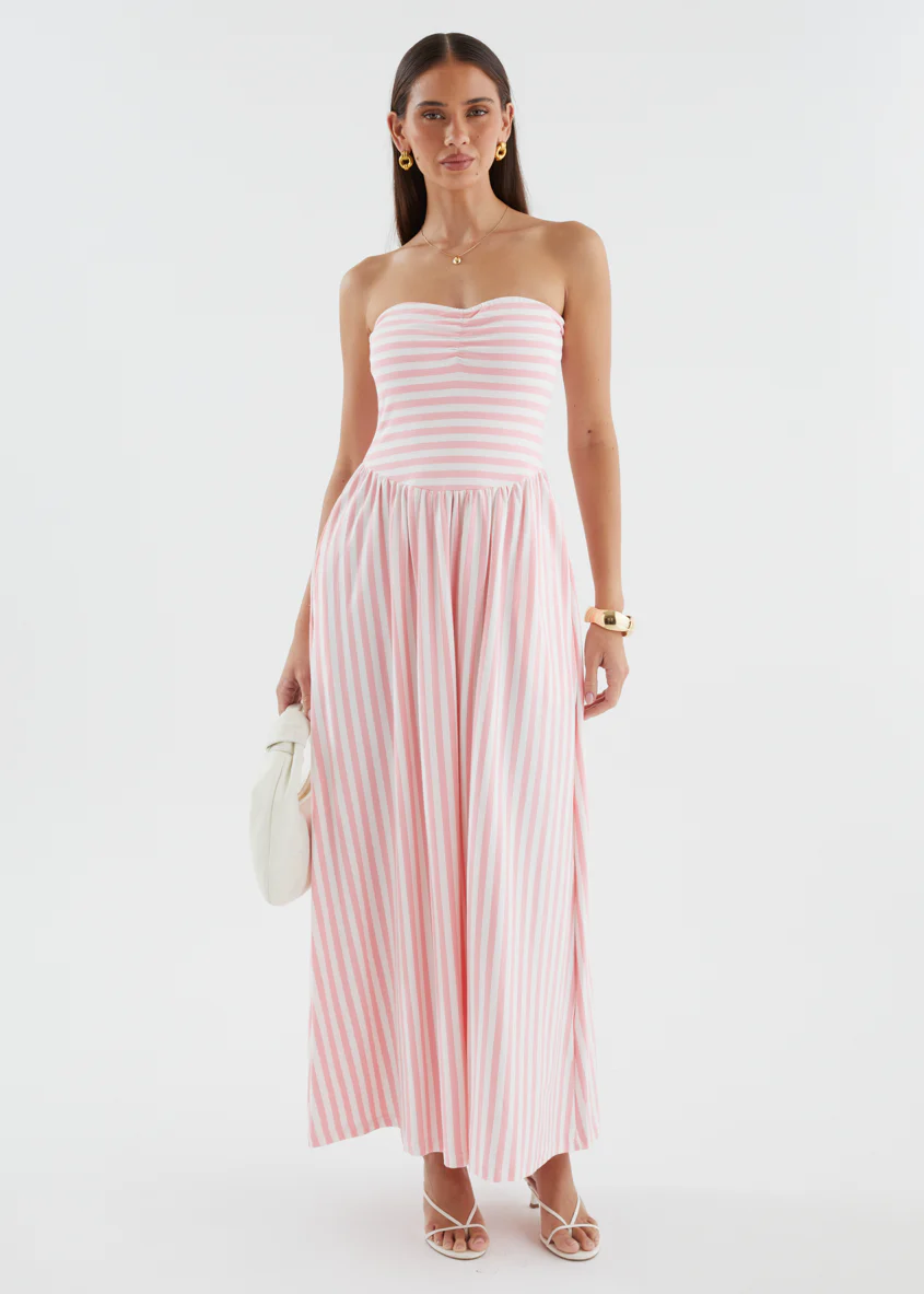Kori Strapless Maxi Dress - Pink Stripe - Image 7