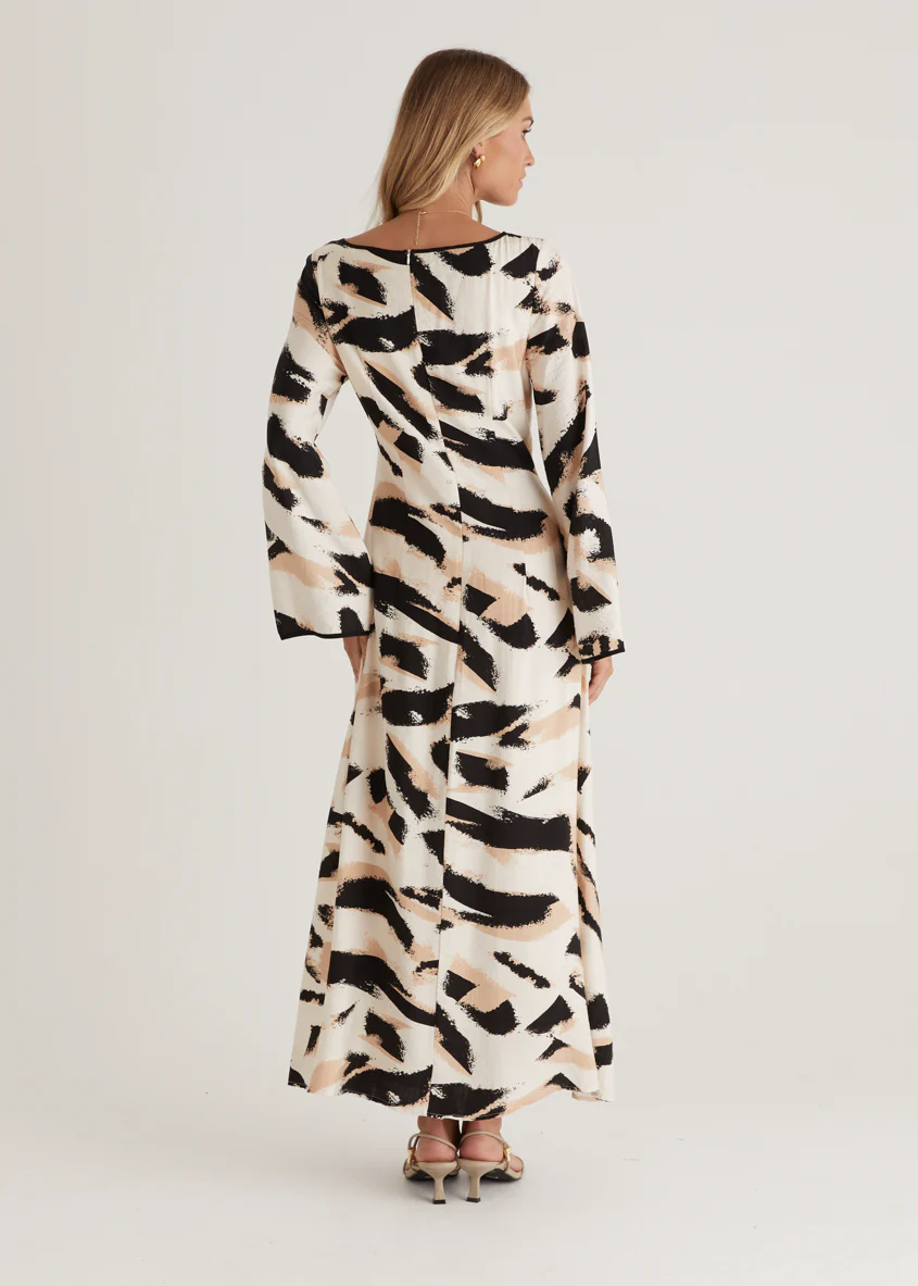Krombae Maxi Dress - Beige Abstract - Image 5