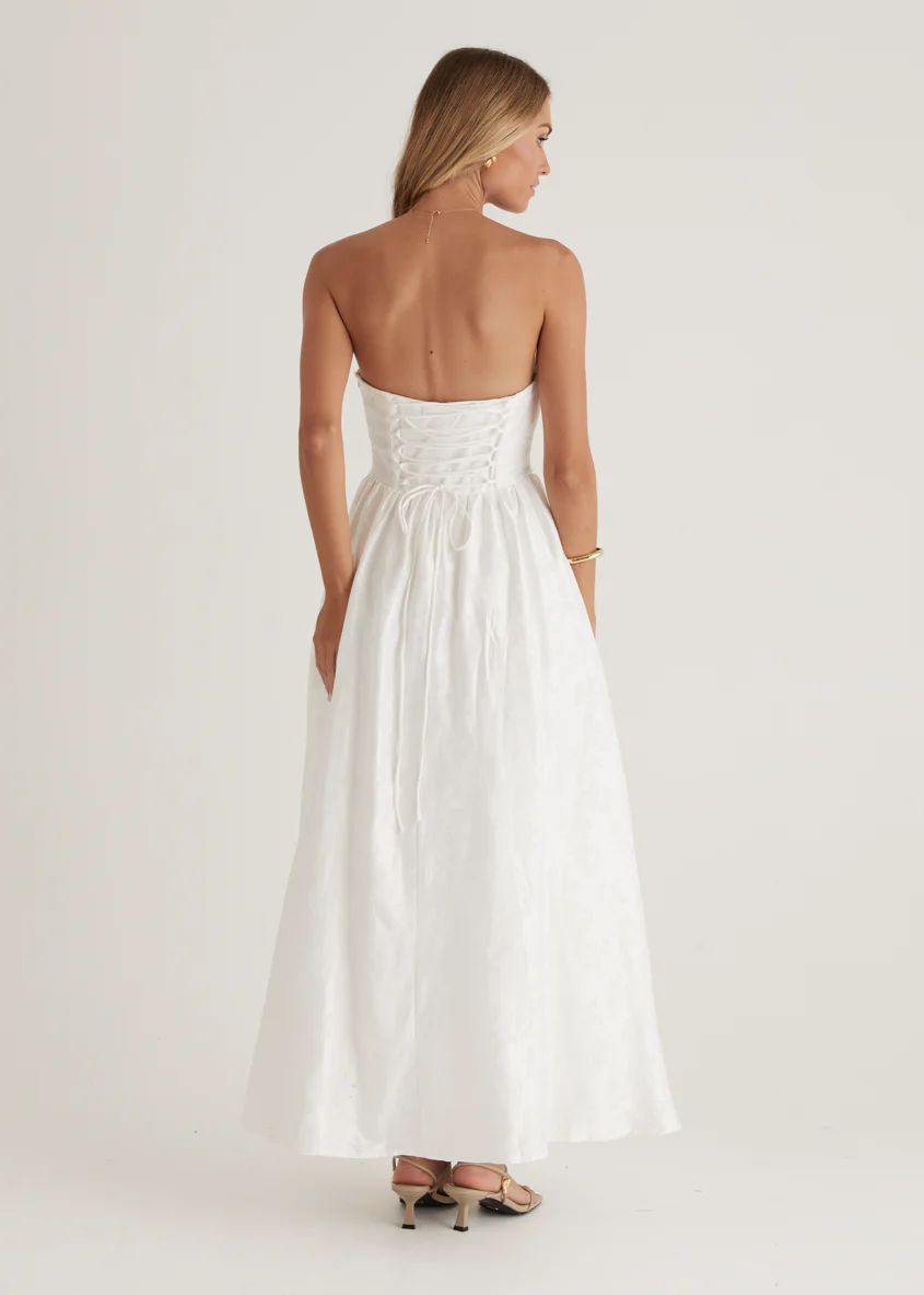 Laneway Strapless Maxi Dress - Off White - Image 11