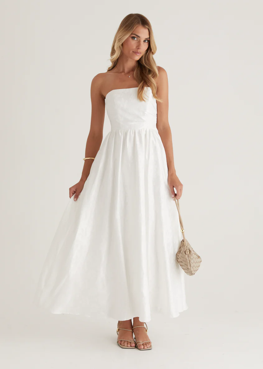 Laneway Strapless Maxi Dress - Off White - Image 5