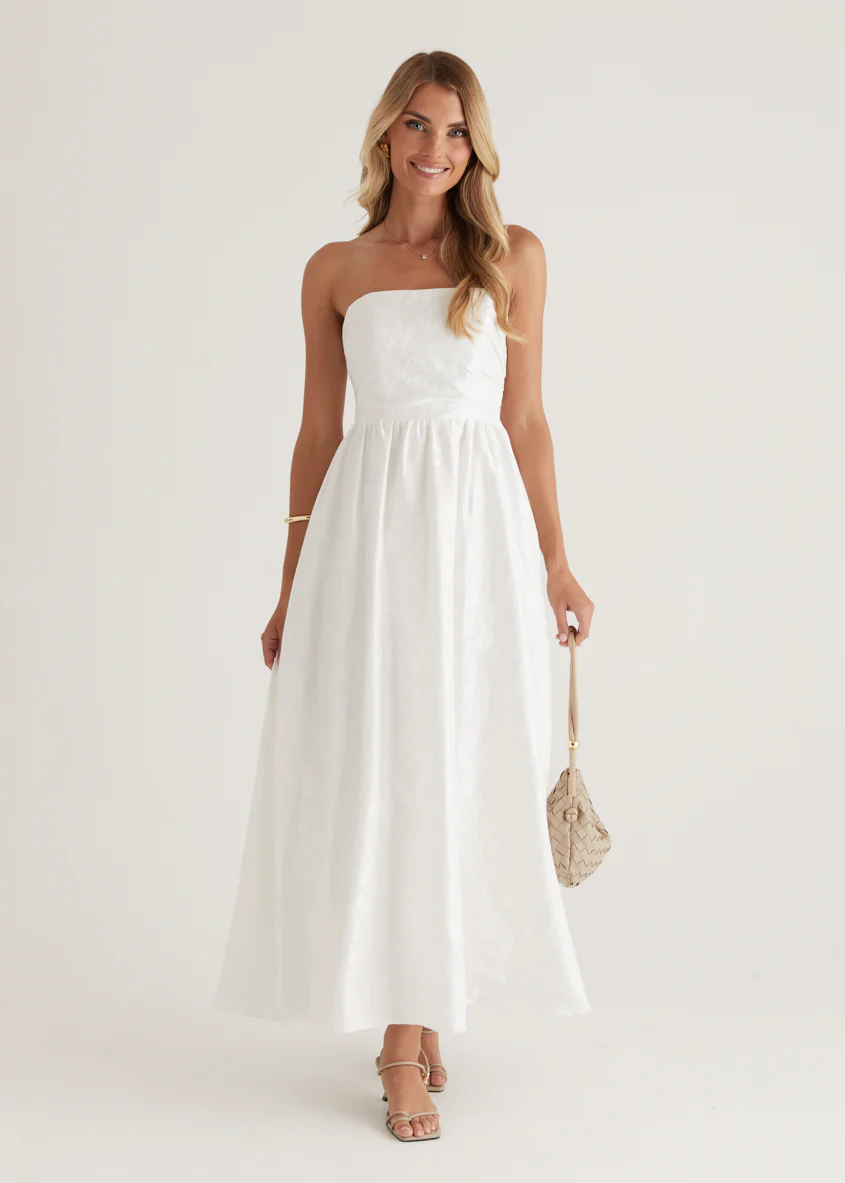 Laneway Strapless Maxi Dress - Off White - Image 7