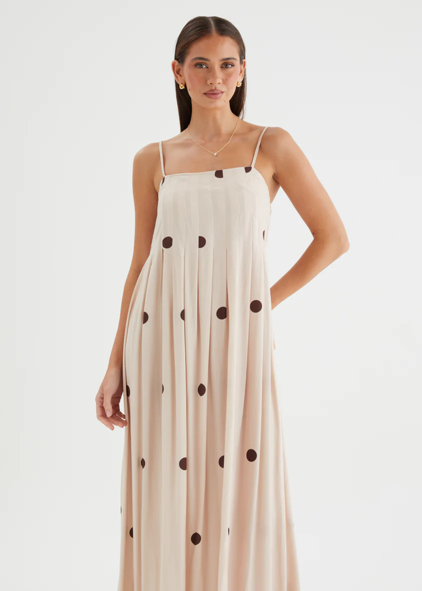 Laraine Maxi Dress - Beige Polka Dot - Image 3