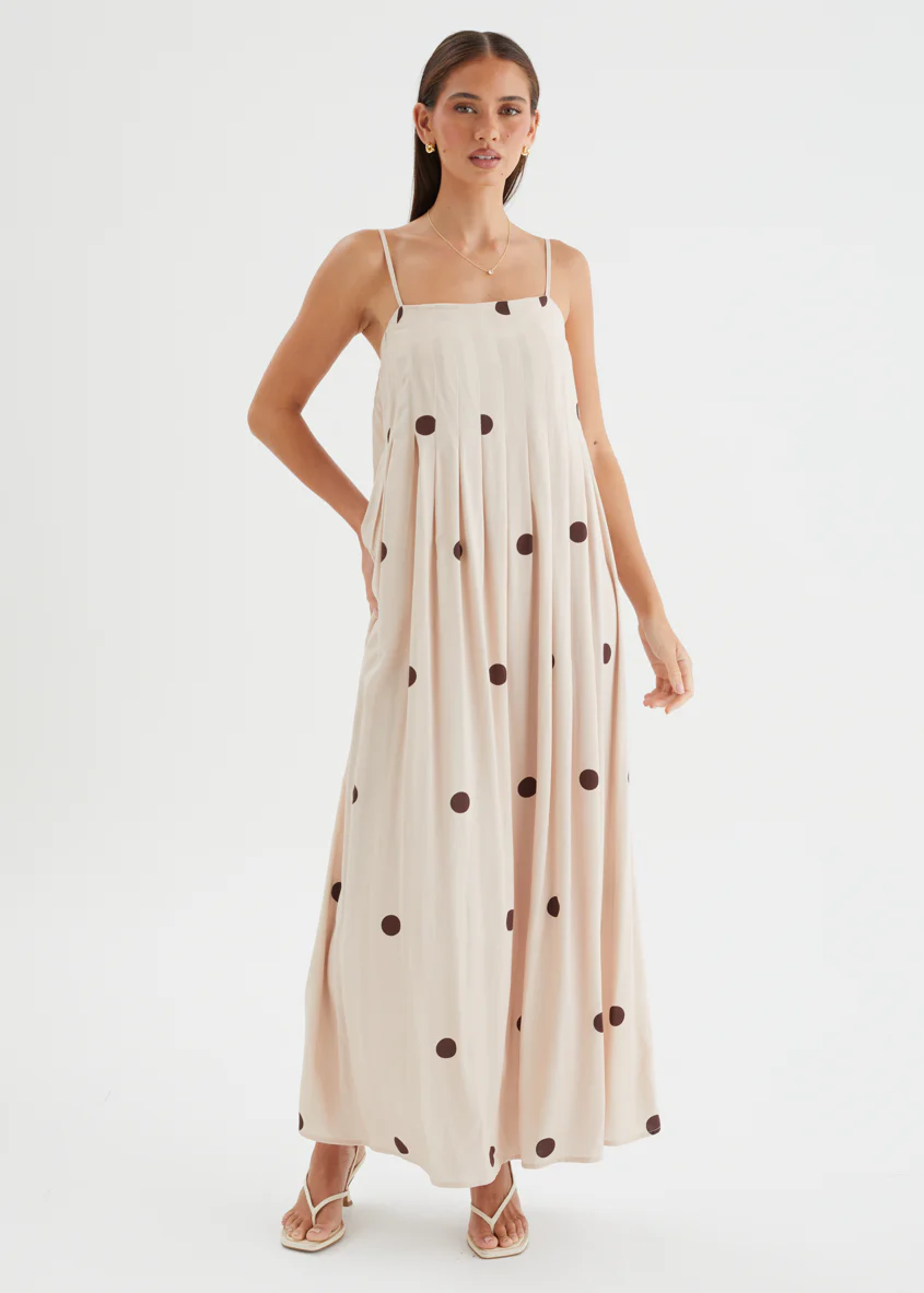 Laraine Maxi Dress - Beige Polka Dot - Image 4