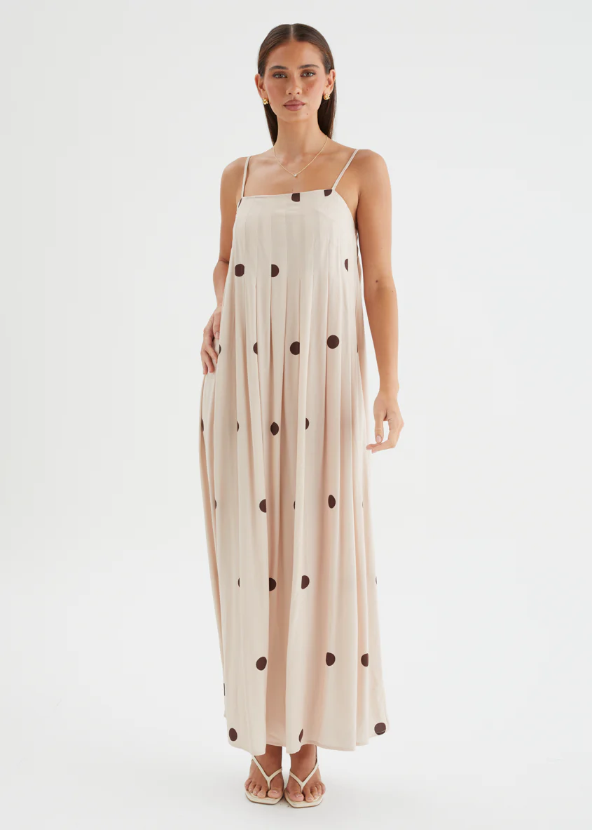 Laraine Maxi Dress - Beige Polka Dot - Image 5