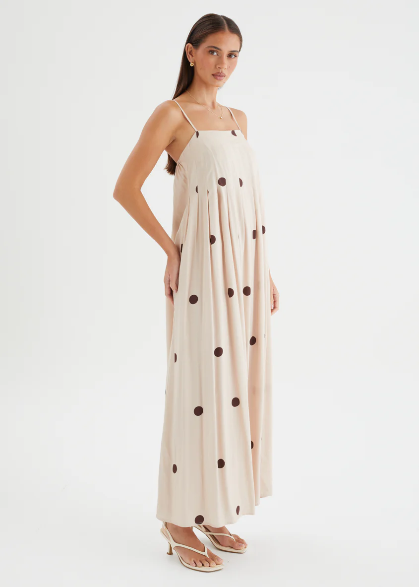 Laraine Maxi Dress - Beige Polka Dot - Image 6