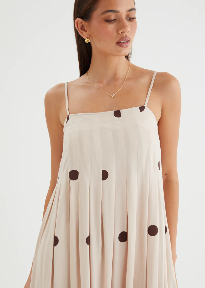 Laraine Maxi Dress - Beige Polka Dot - Image 8