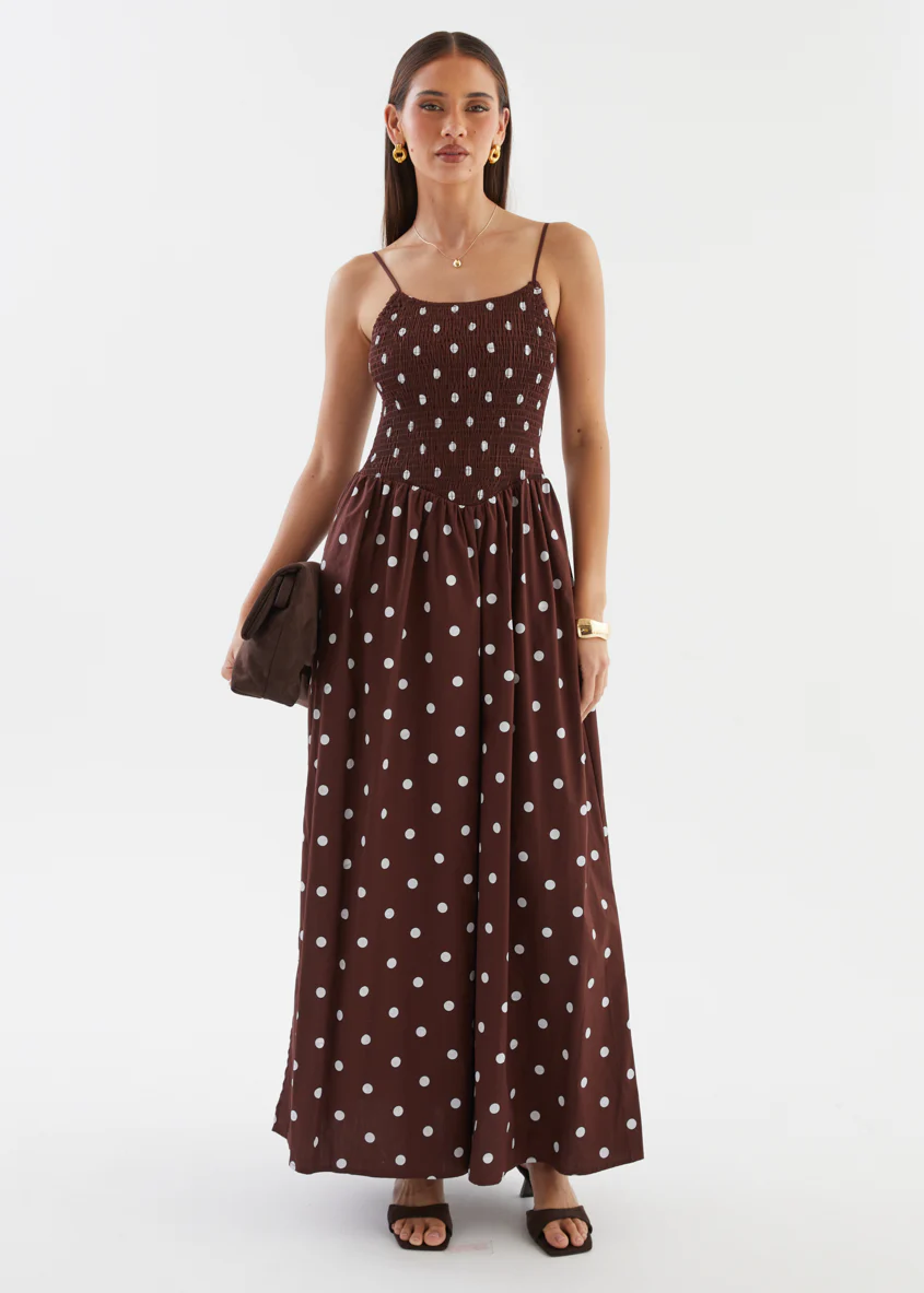 Larena Maxi Dress - Chocolate Polka - Image 4