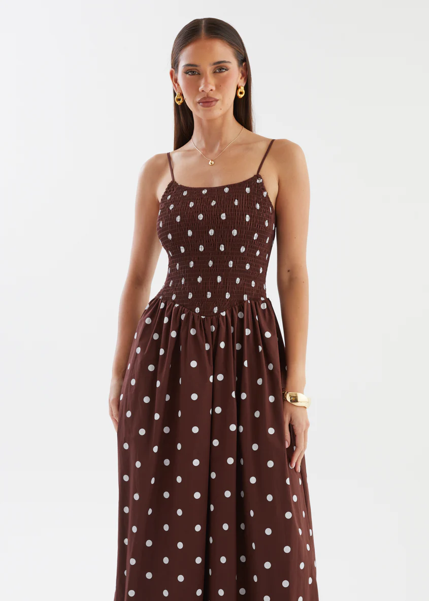 Larena Maxi Dress - Chocolate Polka - Image 5