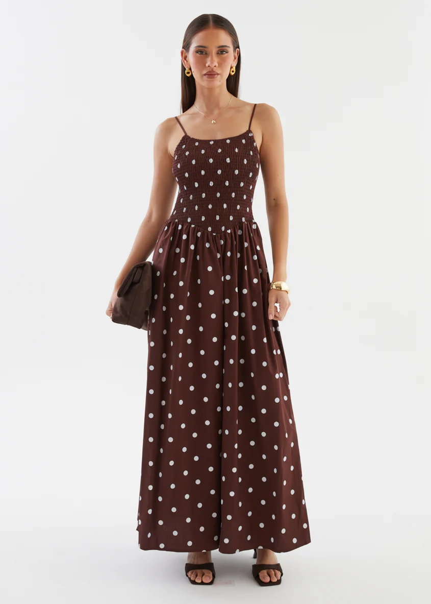Larena Maxi Dress - Chocolate Polka - Image 6