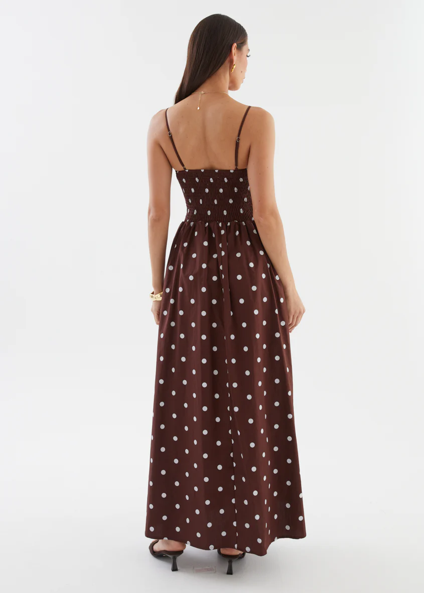 Larena Maxi Dress - Chocolate Polka - Image 8