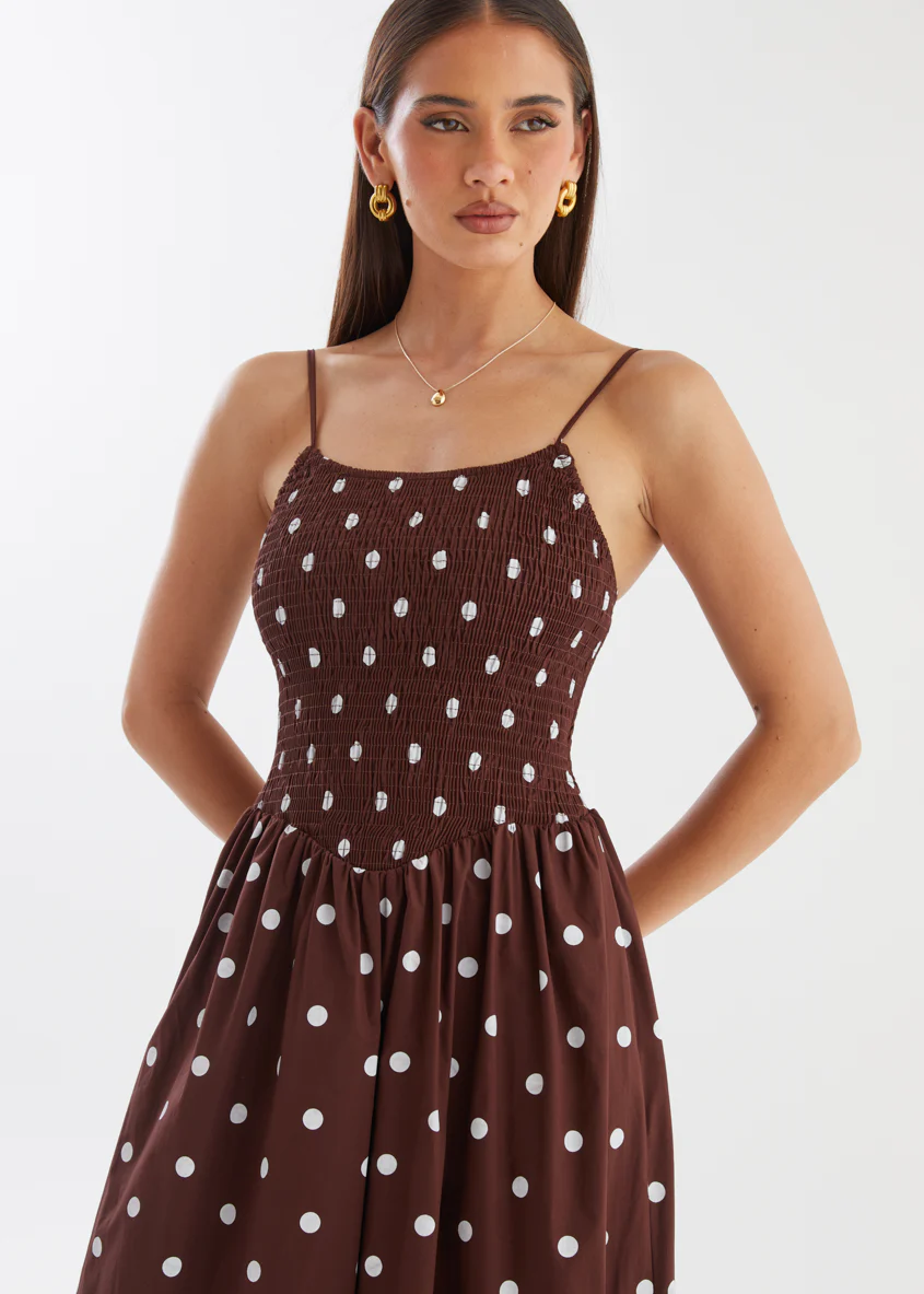Larena Maxi Dress - Chocolate Polka - Image 9