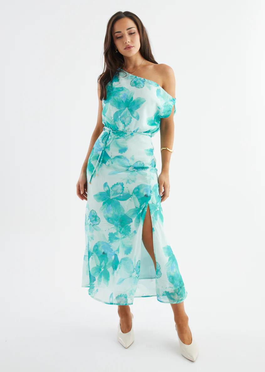 Larsa Drop Shoulder Maxi Dress - Turquoise Floral - Image 5