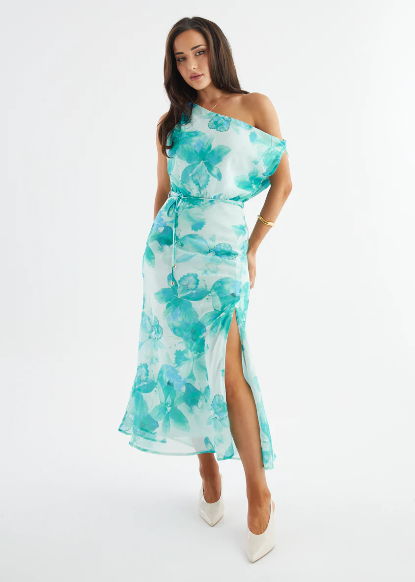 Larsa Drop Shoulder Maxi Dress - Turquoise Floral - Image 6