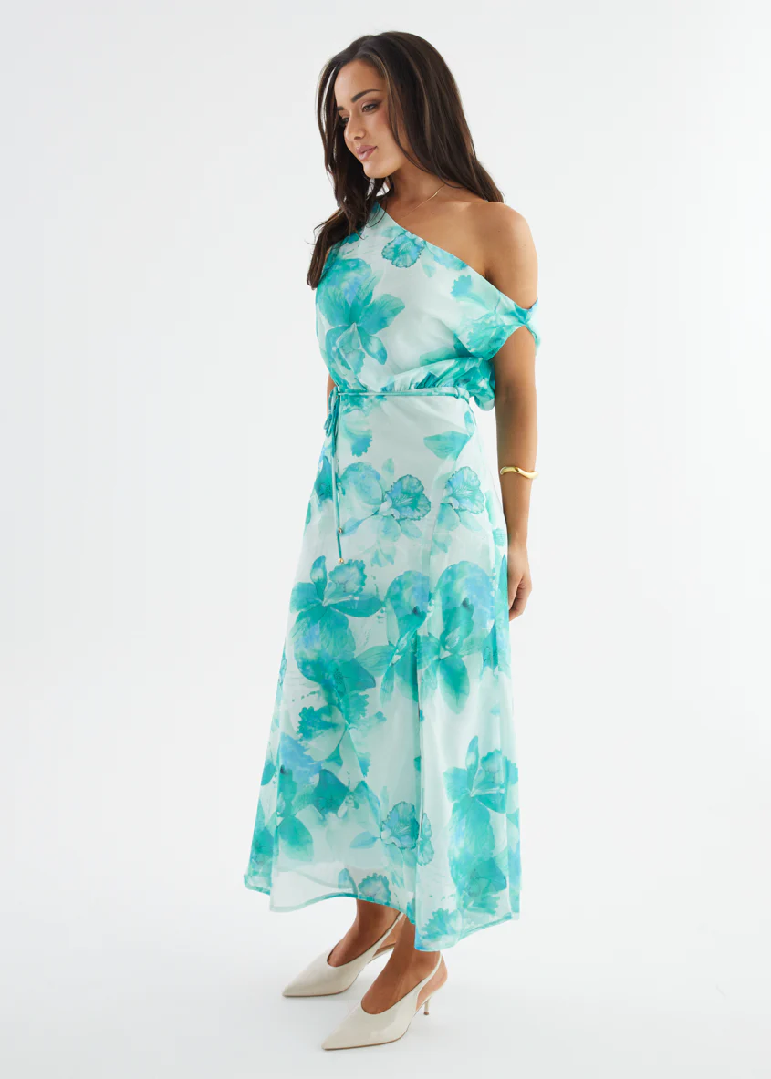 Larsa Drop Shoulder Maxi Dress - Turquoise Floral - Image 7