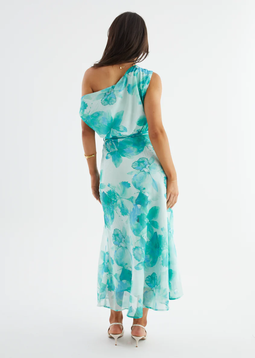 Larsa Drop Shoulder Maxi Dress - Turquoise Floral - Image 8