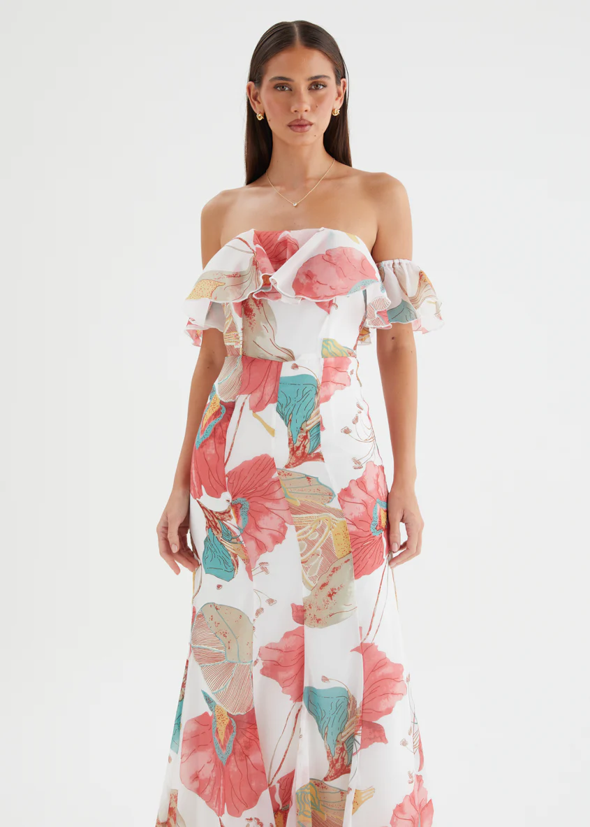 Lauraine Off Shoulder Maxi Dress - White Petal - Image 2