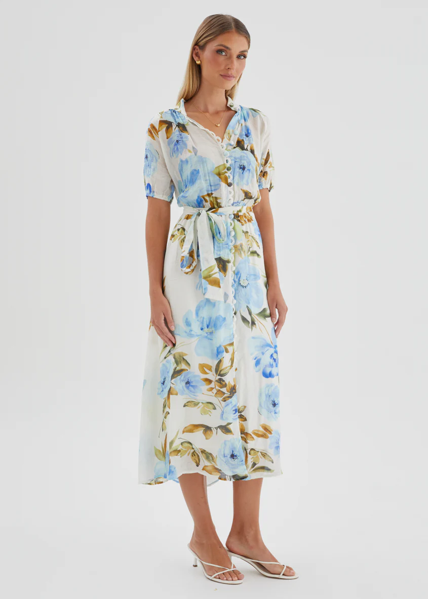 Lauretta Midi Dress - Blue Floral - Image 2
