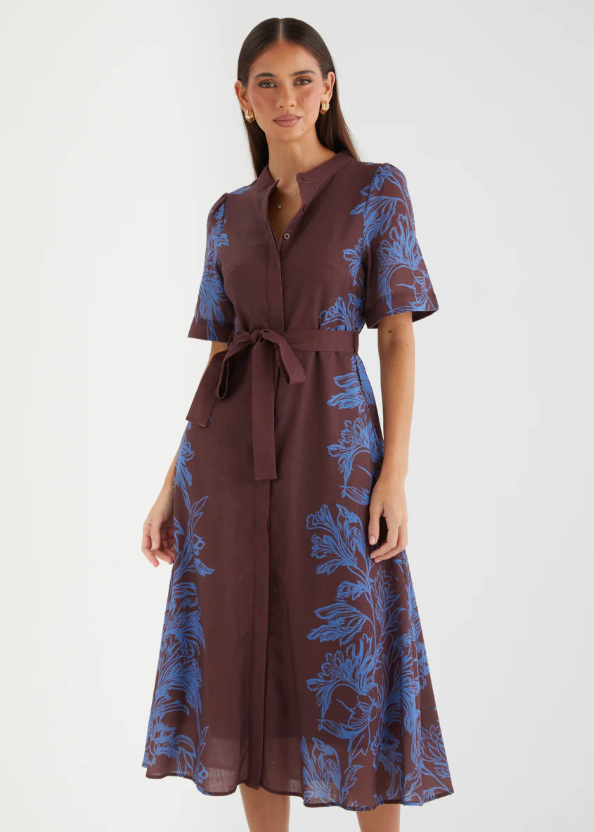 Leasah Midi Dress - Chocolate Leaf - Image 2