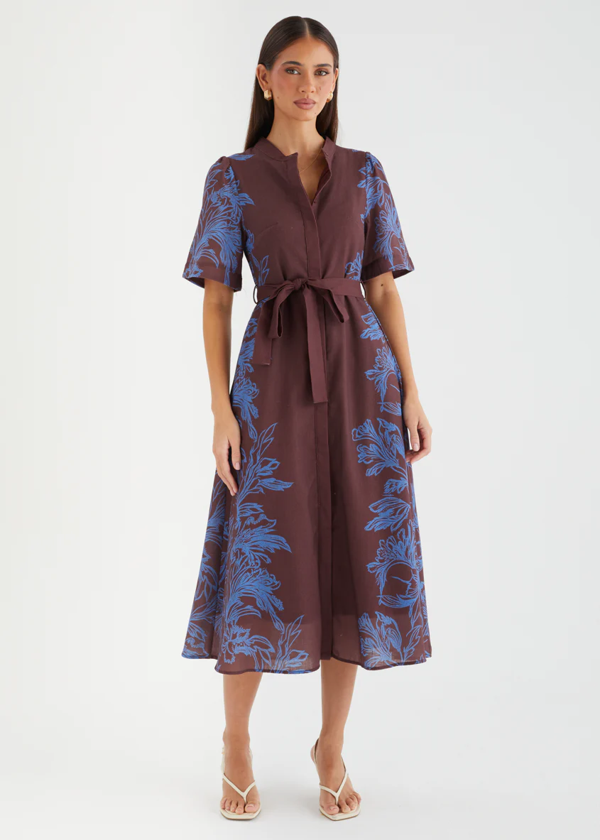 Leasah Midi Dress - Chocolate Leaf - Image 4
