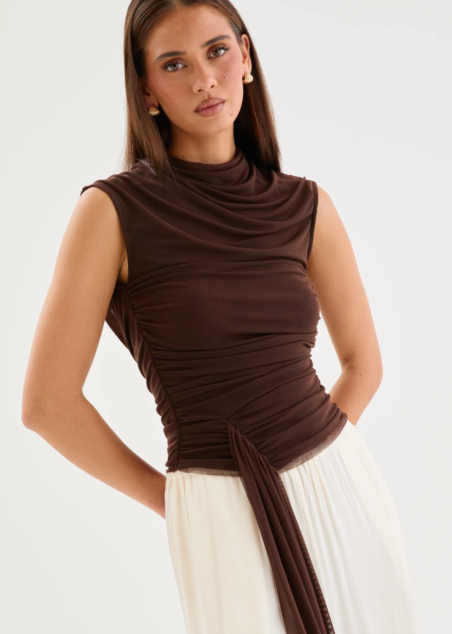 Leilina Mesh Top - Espresso - Image 8