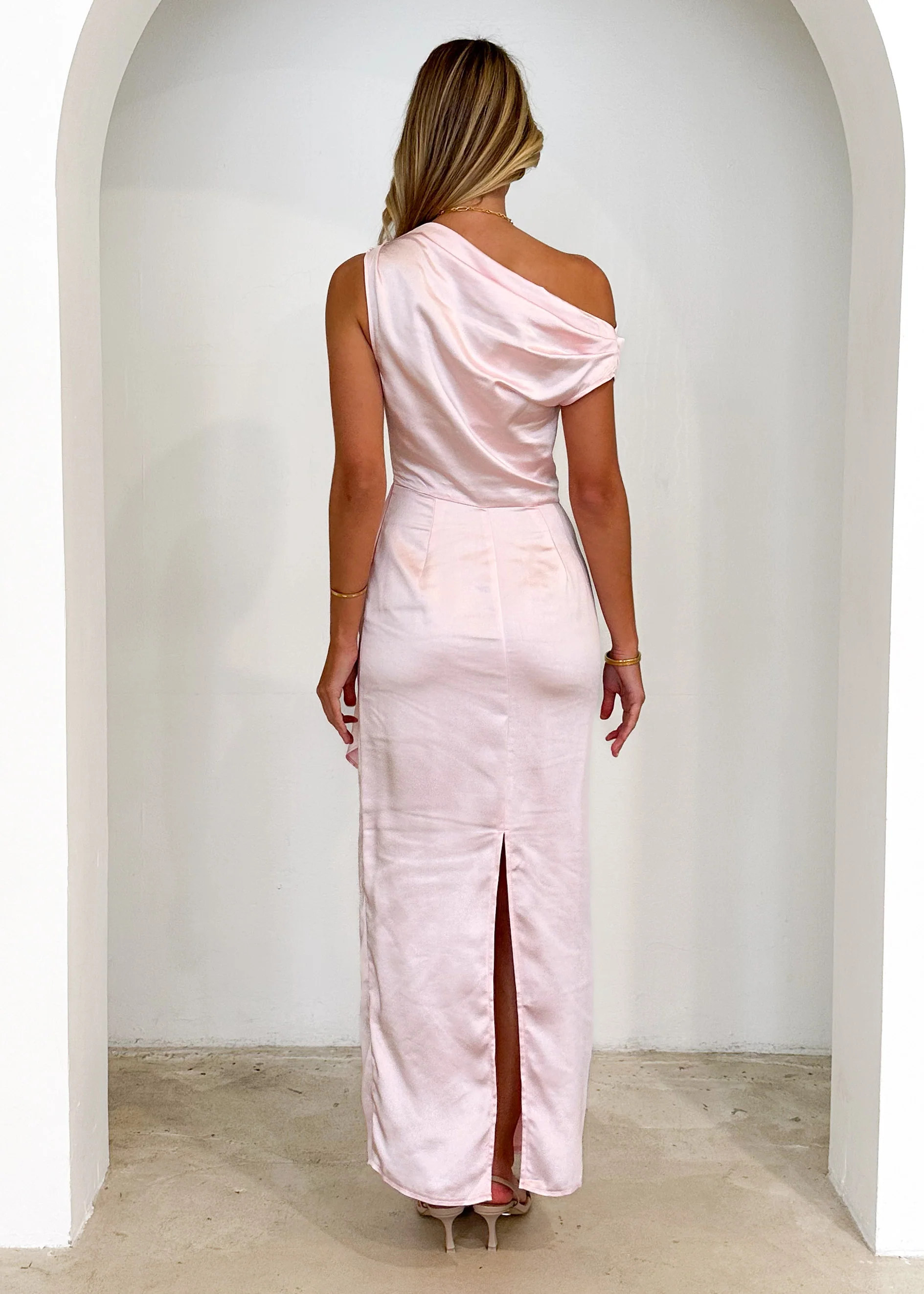 Lexrie One Shoulder Maxi Dress - Blush - Image 5