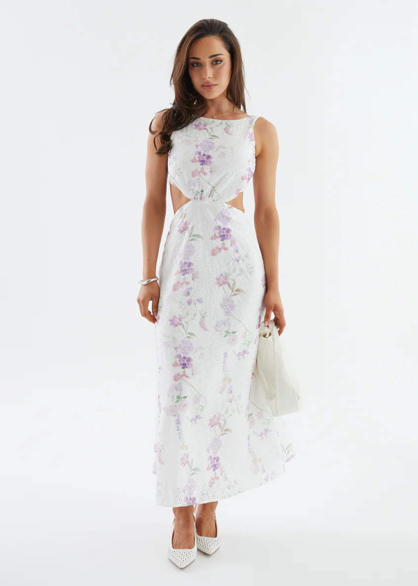 Liliya Midi Dress - Lavender Flowers