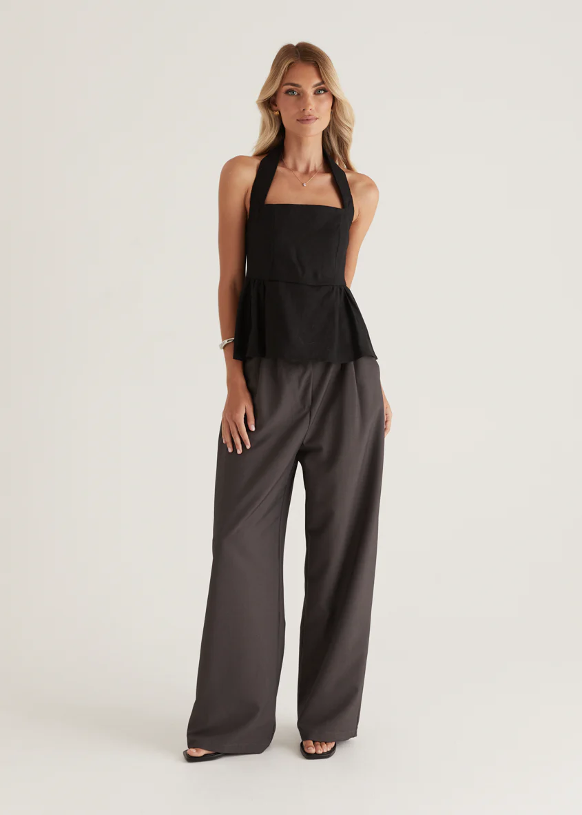 Lilou Halter Linen Top - Black - Image 5