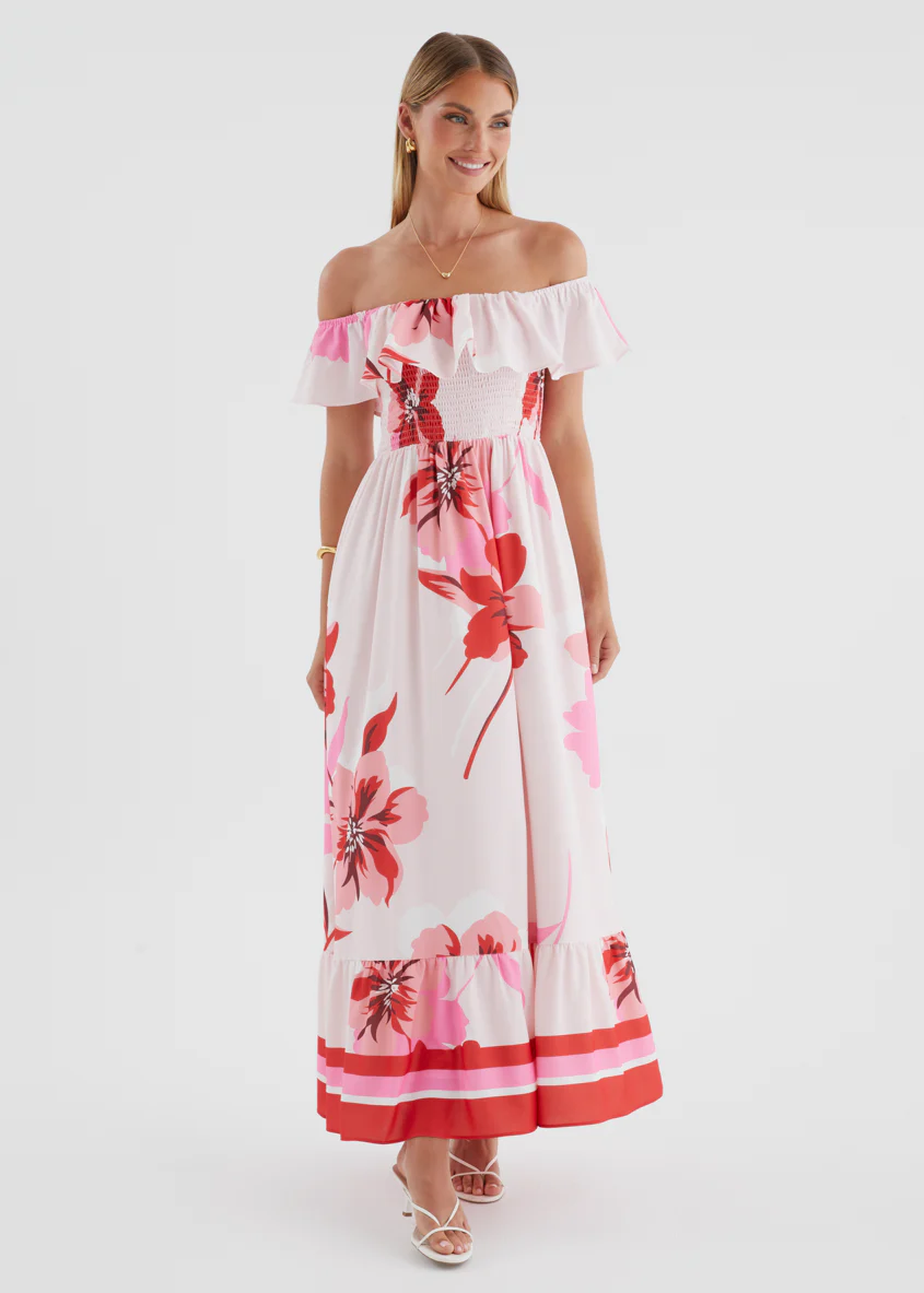 Lina Off Shoulder Maxi Dress - Strawberry Bloom - Image 7