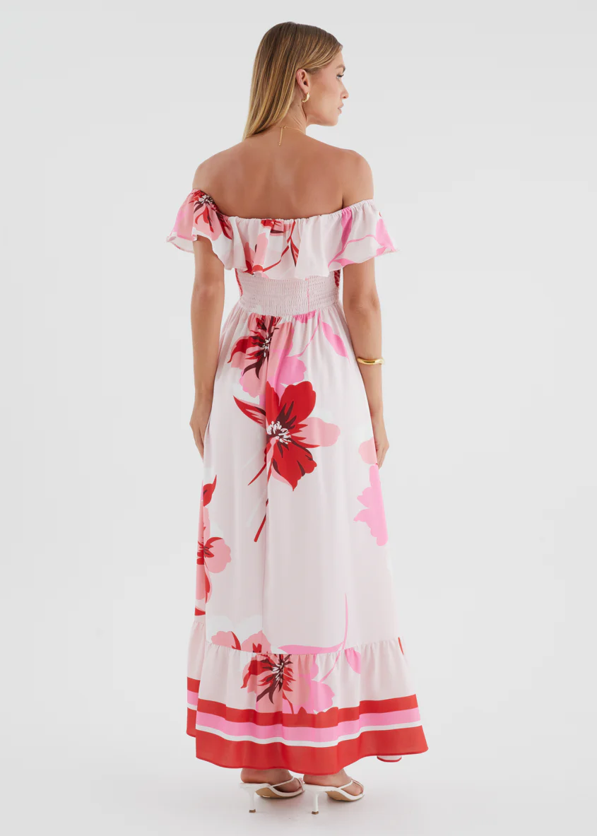 Lina Off Shoulder Maxi Dress - Strawberry Bloom - Image 9