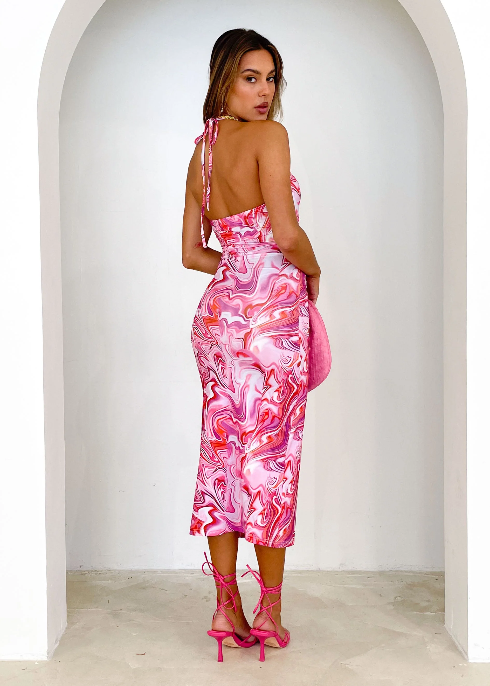 Living Fancy Midi Dress - Pink Swirl - Image 4