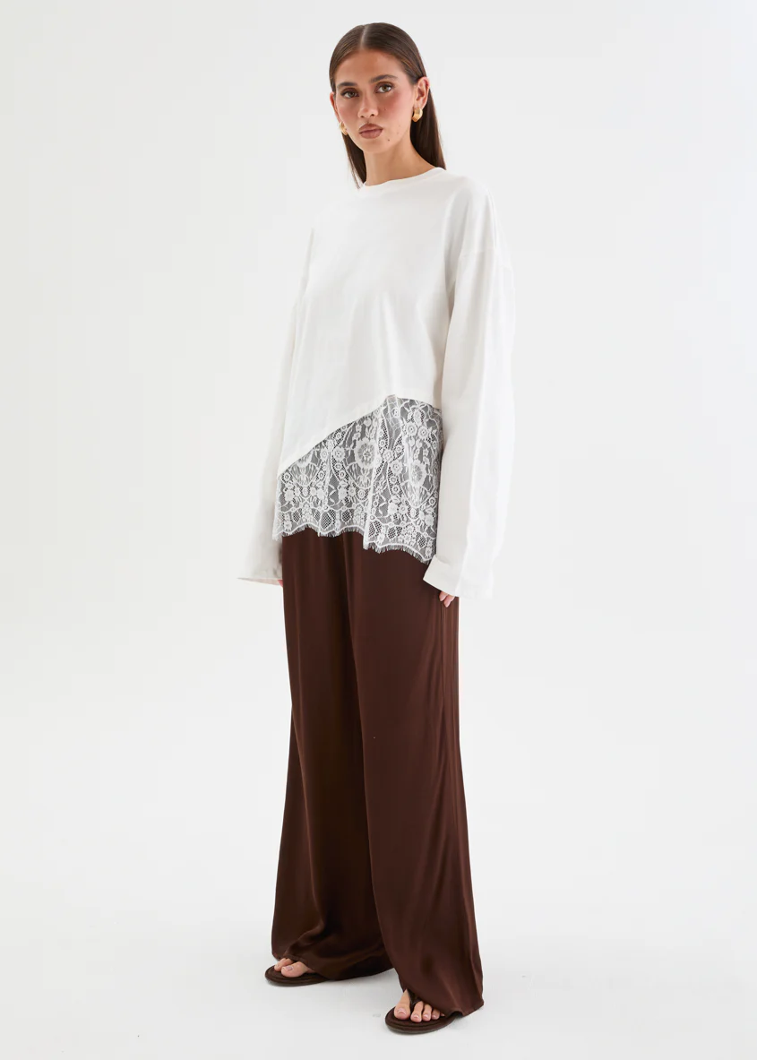 Lolah Lace Splice Top - Off White - Image 4