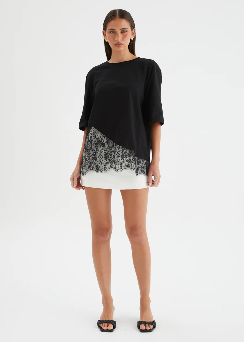 Lolana Lace Splice Top - Black - Image 4