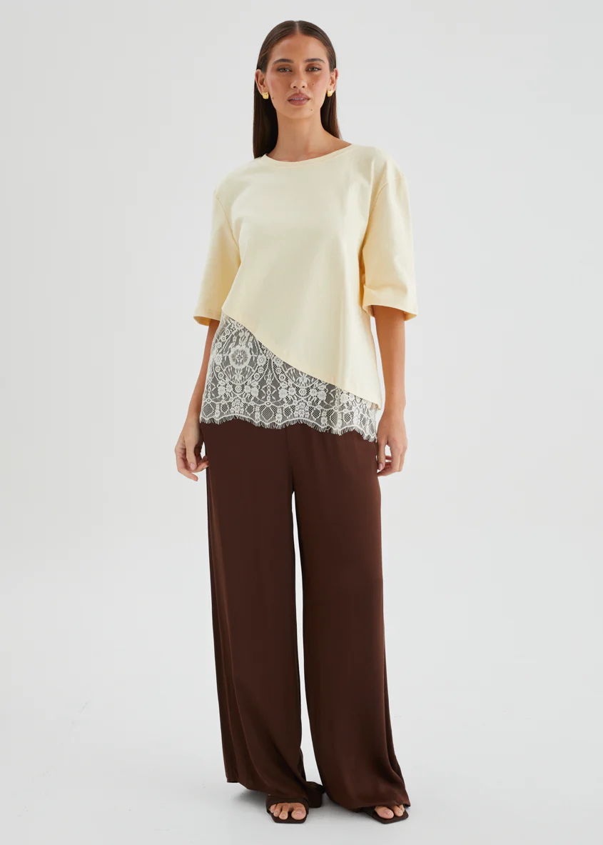 Lolana Lace Splice Top - Lemon - Image 3