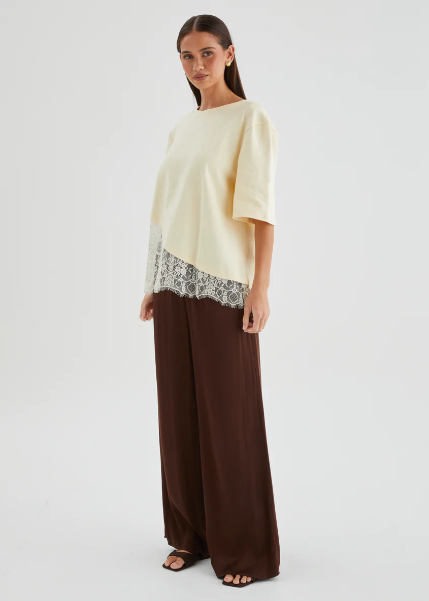 Lolana Lace Splice Top - Lemon - Image 5