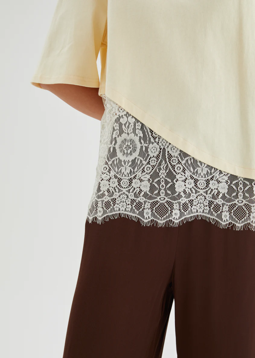 Lolana Lace Splice Top - Lemon - Image 7