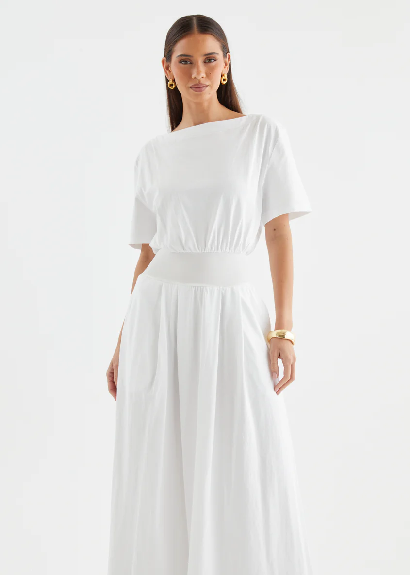 Lucci Drop Shoulder Maxi Dress - Off White - Image 3