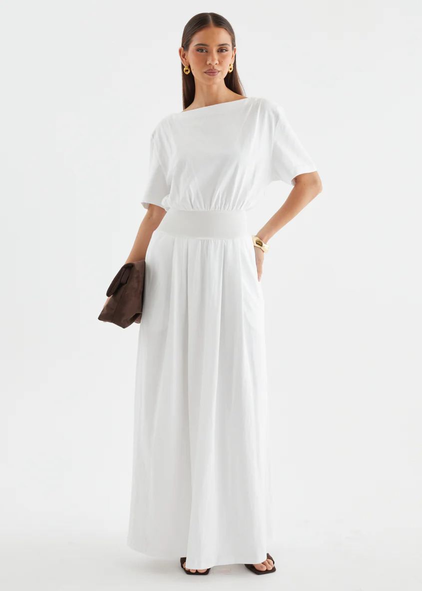 Lucci Drop Shoulder Maxi Dress - Off White - Image 4