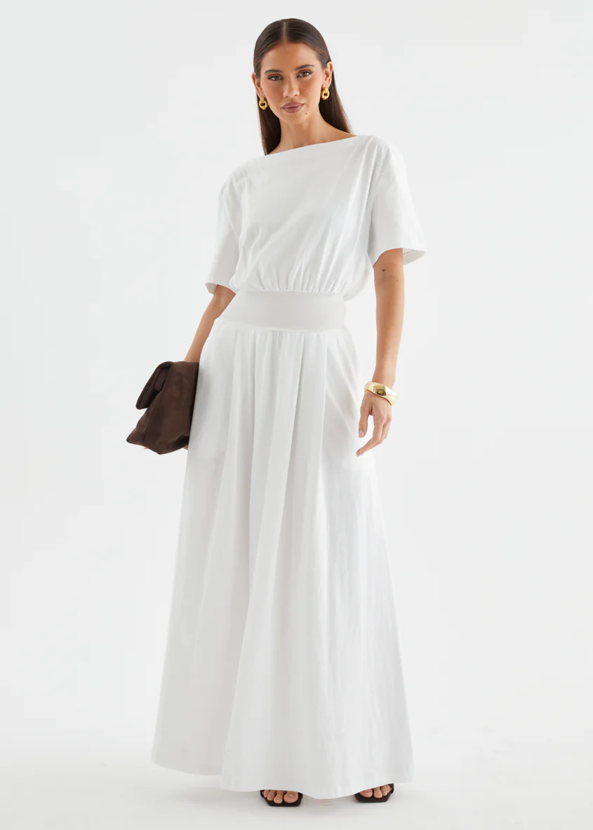 Lucci Drop Shoulder Maxi Dress - Off White - Image 5