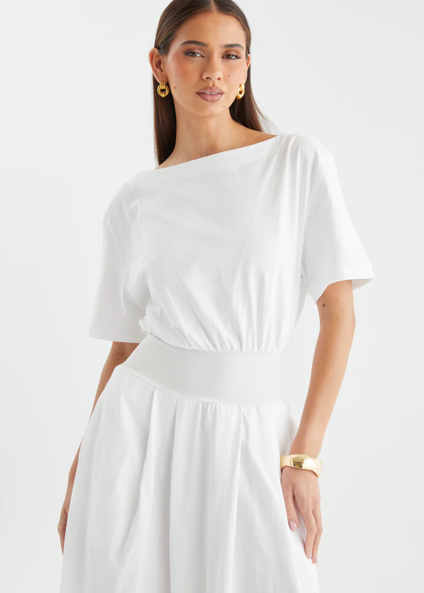 Lucci Drop Shoulder Maxi Dress - Off White - Image 8